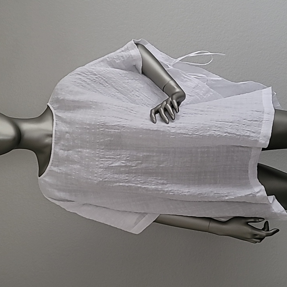 Eileen Fisher Women's White Poncho With Tie S/M - Picture 1 of 8